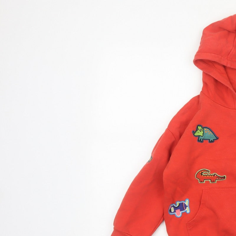 Additional view of Next unisex kids red 5-6 years pullover hoodie dinosaur patches