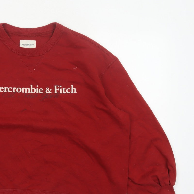 Abercrombie & Fitch Women’s Red XL Logo Crew Neck Pullover Sweatshirt