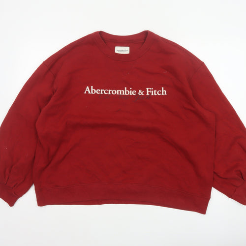Abercrombie & Fitch Women’s Red XL Logo Crew Neck Pullover Sweatshirt