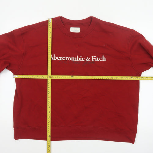 Abercrombie & Fitch Women’s Red XL Logo Crew Neck Pullover Sweatshirt