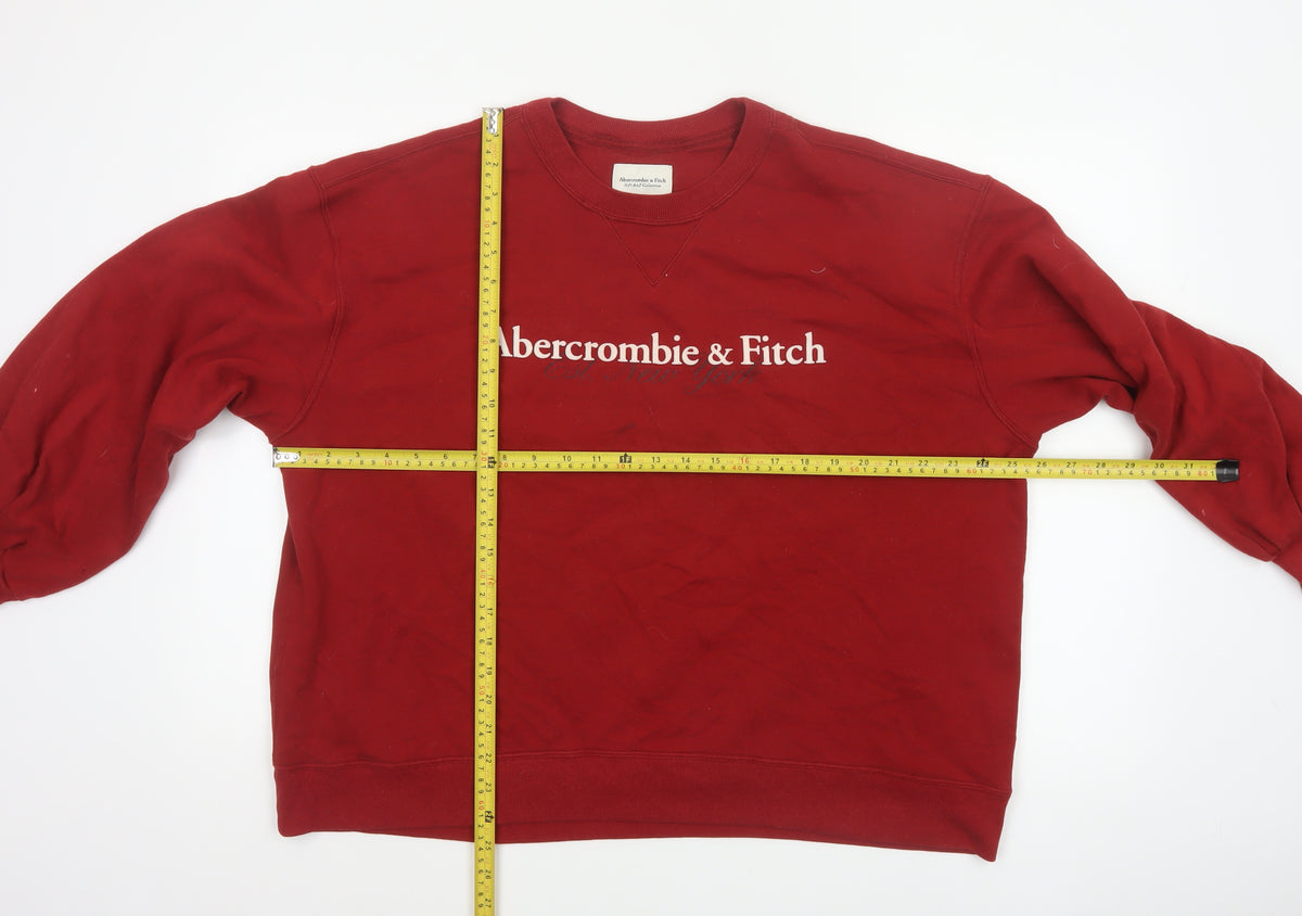 Abercrombie & Fitch Women’s Red XL Logo Crew Neck Pullover Sweatshirt