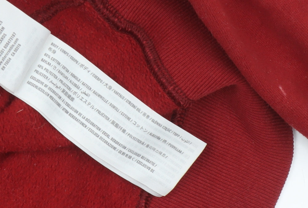 Abercrombie & Fitch Women’s Red XL Logo Crew Neck Pullover Sweatshirt