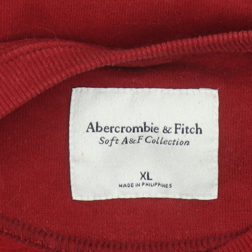 Abercrombie & Fitch Women’s Red XL Logo Crew Neck Pullover Sweatshirt