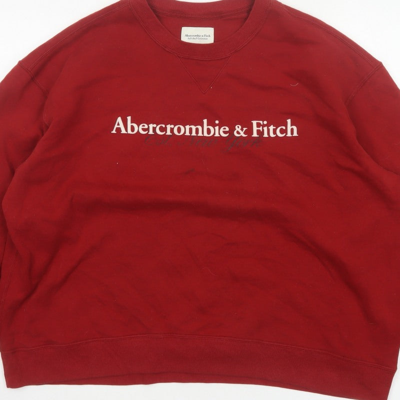 Abercrombie & Fitch Women’s Red XL Logo Crew Neck Pullover Sweatshirt