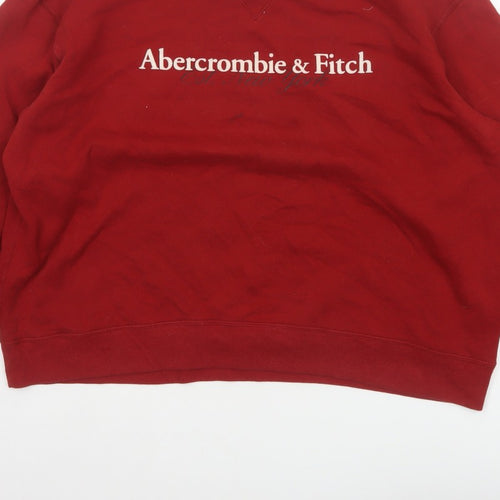 Abercrombie & Fitch Women’s Red XL Logo Crew Neck Pullover Sweatshirt