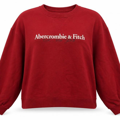 Abercrombie & Fitch Women’s Red XL Logo Crew Neck Pullover Sweatshirt