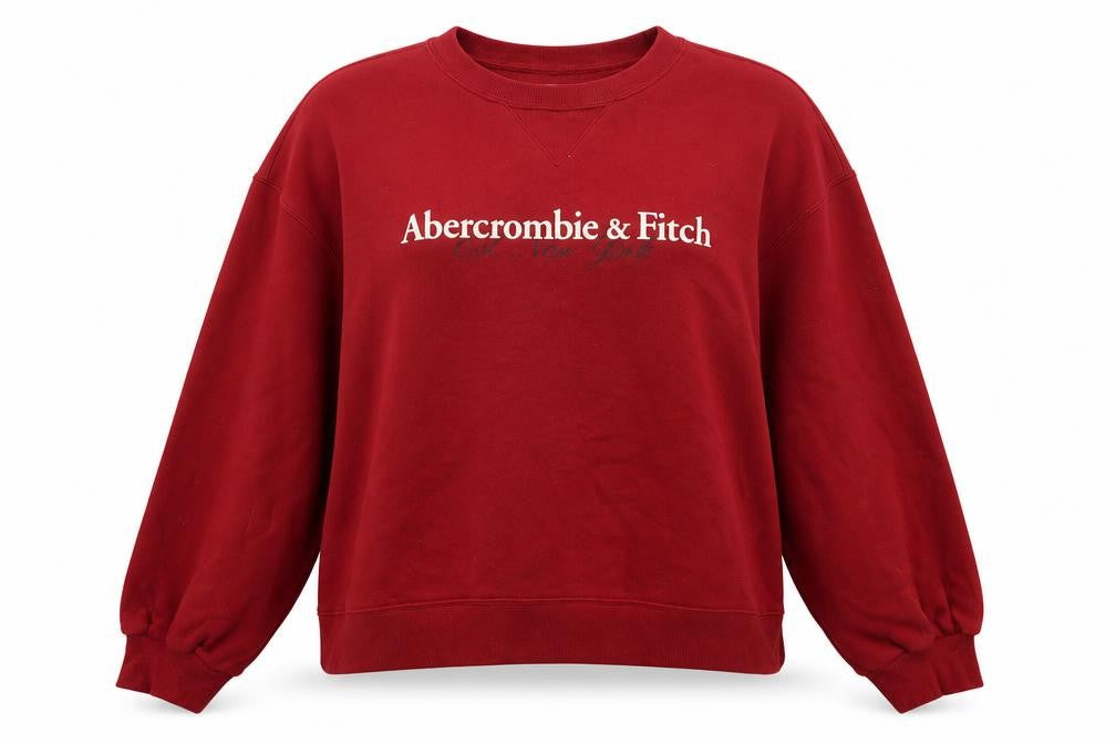 Abercrombie & Fitch Women’s Red XL Logo Crew Neck Pullover Sweatshirt