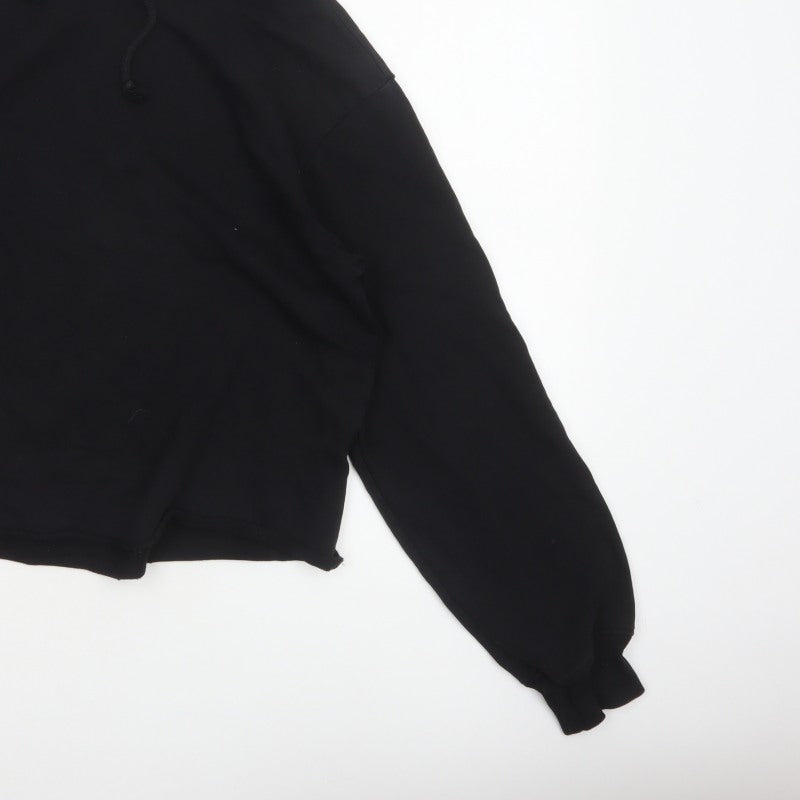 Additional view of H&M Women’s Black UK 12 Pullover Hoodie Cropped Drawstring