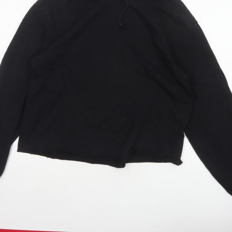 Additional view of H&M Women’s Black UK 12 Pullover Hoodie Cropped Drawstring