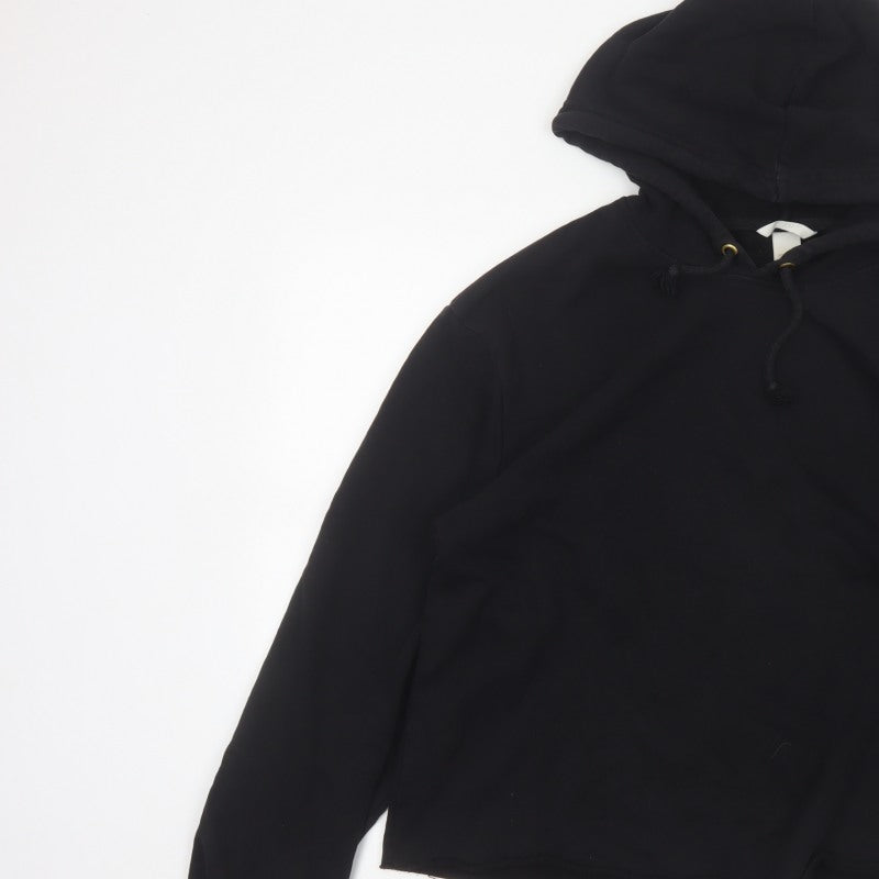 Additional view of H&M Women’s Black UK 12 Pullover Hoodie Cropped Drawstring