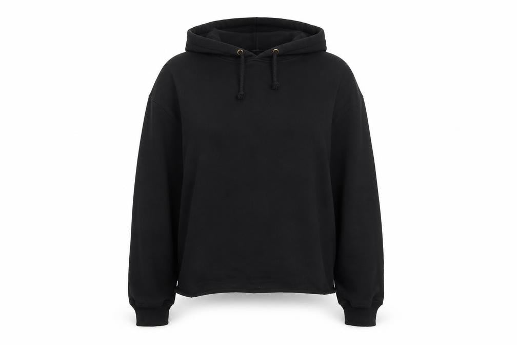 Front view of H&M Women’s Black UK 12 Pullover Hoodie Cropped Drawstring