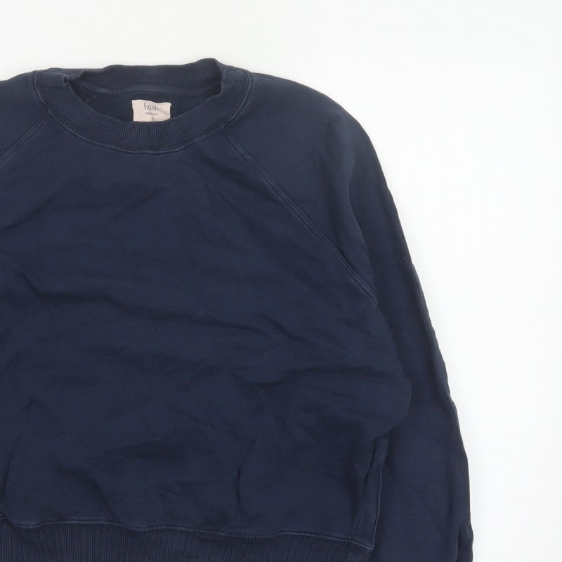 Additional view of Hush Women’s Navy Blue S Pullover Crew Neck Raglan Sweatshirt Zip Pockets
