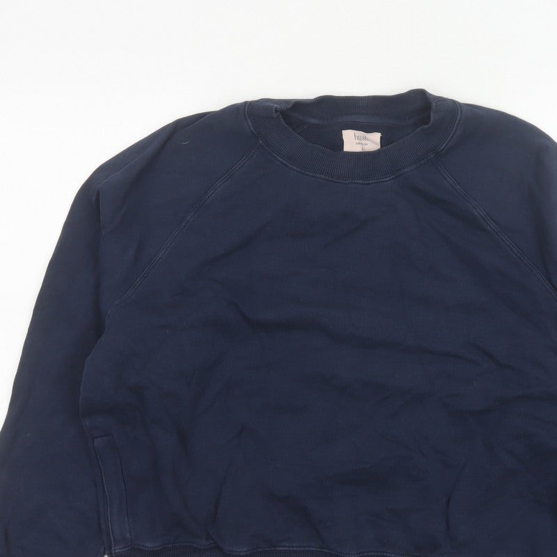 Additional view of Hush Women’s Navy Blue S Pullover Crew Neck Raglan Sweatshirt Zip Pockets