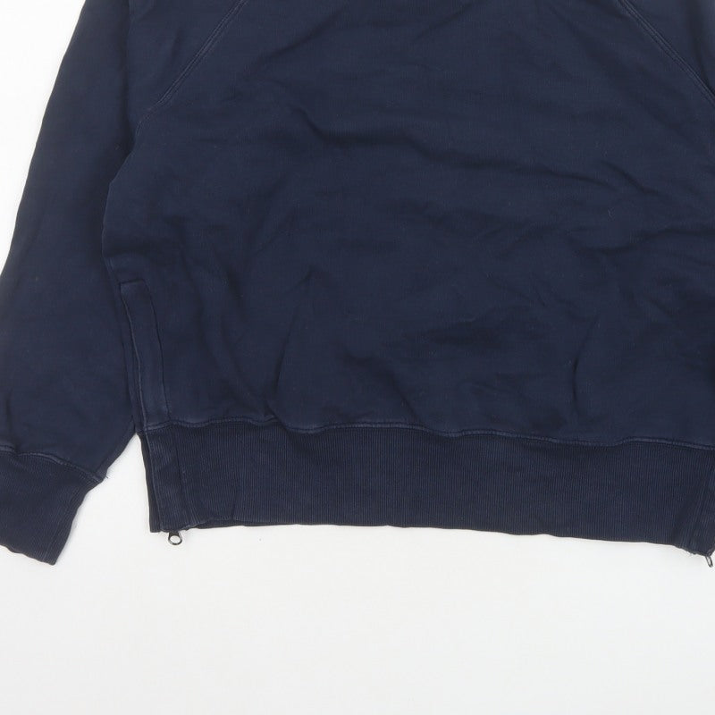 Additional view of Hush Women’s Navy Blue S Pullover Crew Neck Raglan Sweatshirt Zip Pockets