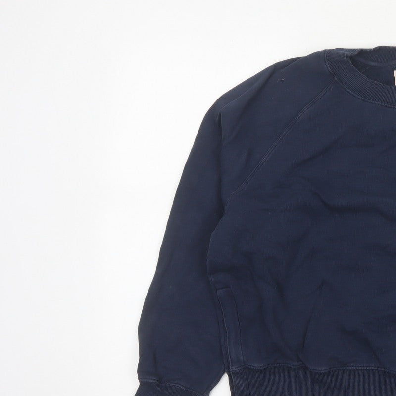 Additional view of Hush Women’s Navy Blue S Pullover Crew Neck Raglan Sweatshirt Zip Pockets