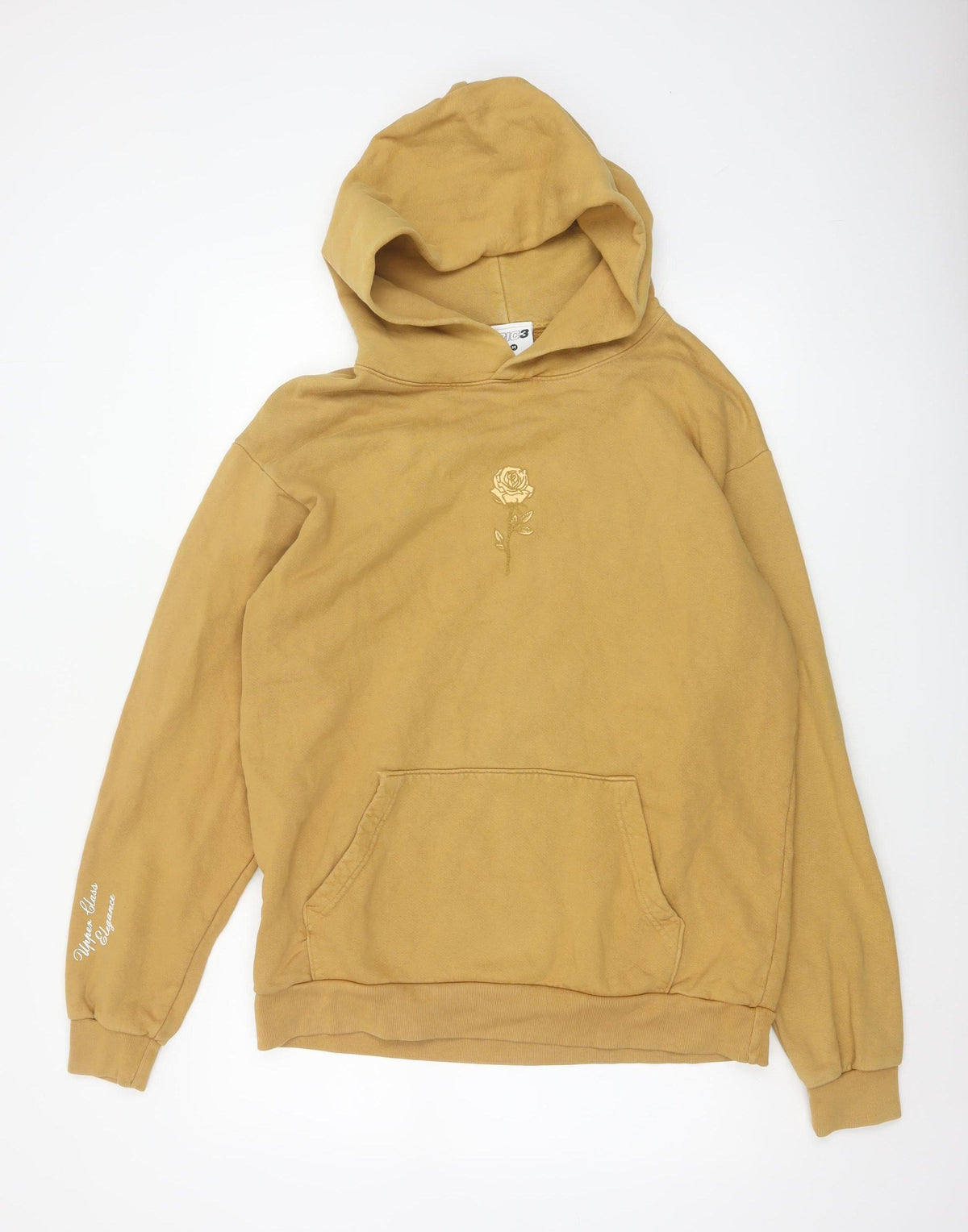 Back view of RIC3 Men’s Brown M Pullover Hoodie Rose Graphic Print Logo