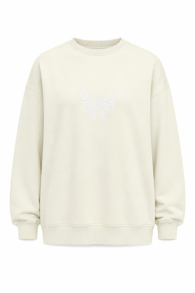 Motel Women’s Ivory XS Oversized Embroidered Tribal Sweatshirt