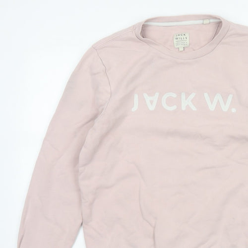 Jack Wills Men's Pink L Logo Graphic Print Crew Neck Pullover Sweatshirt