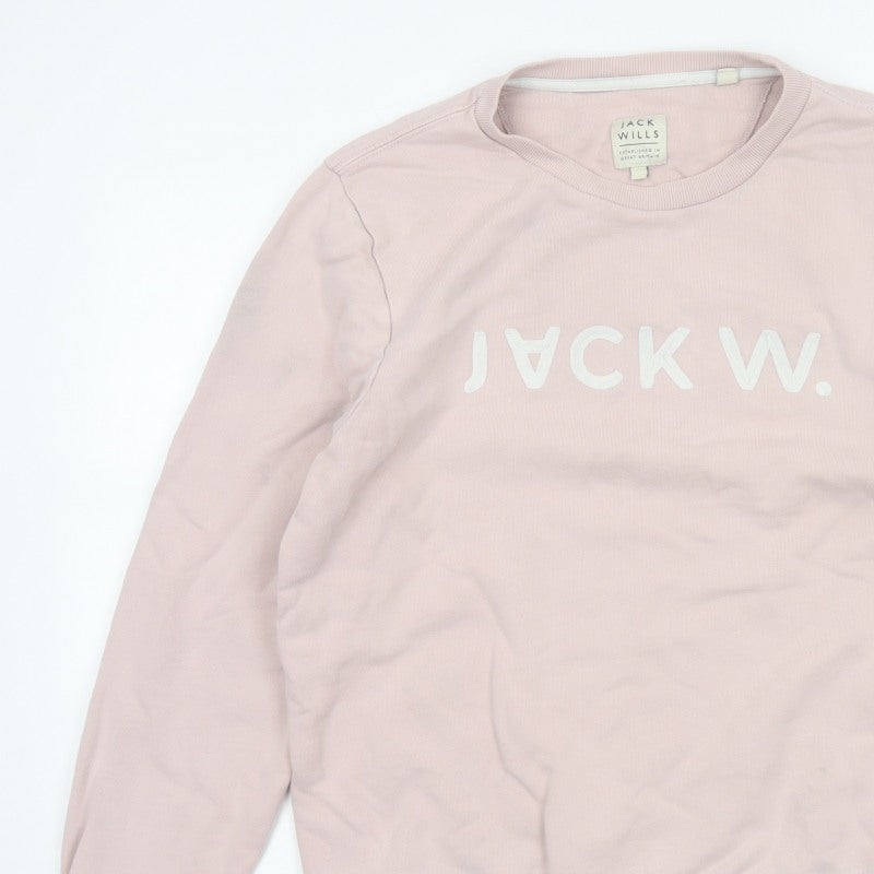 Jack Wills Men's Pink L Logo Graphic Print Crew Neck Pullover Sweatshirt