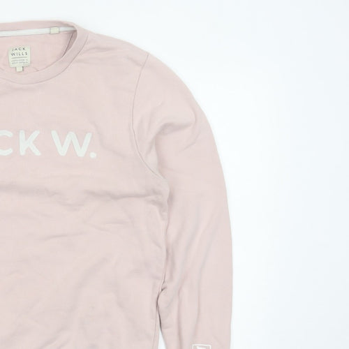 Jack Wills Men's Pink L Logo Graphic Print Crew Neck Pullover Sweatshirt