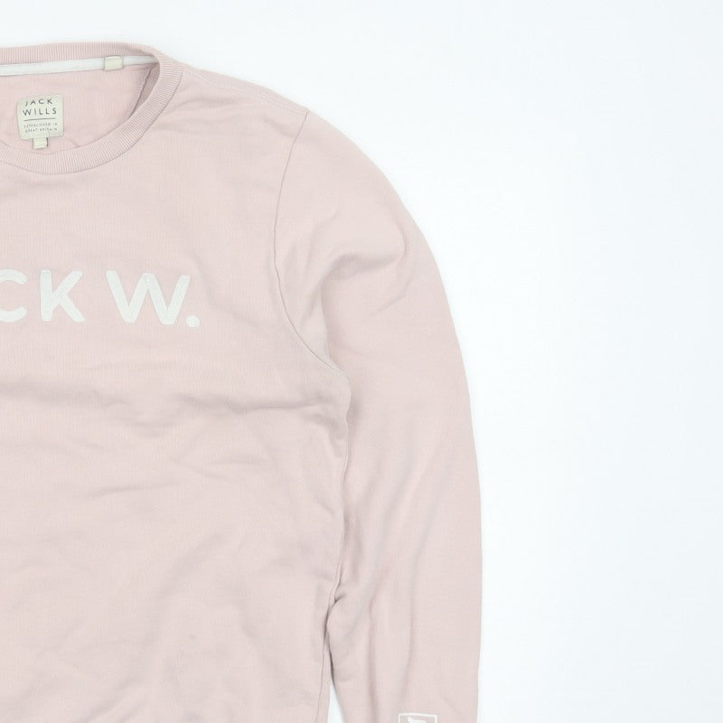 Jack Wills Men's Pink L Logo Graphic Print Crew Neck Pullover Sweatshirt