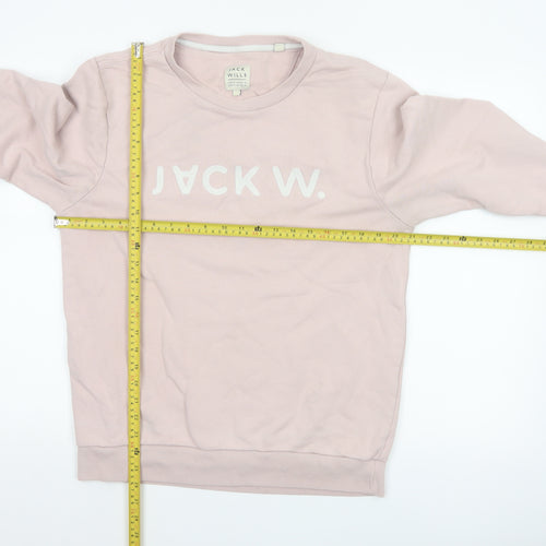 Jack Wills Men's Pink L Logo Graphic Print Crew Neck Pullover Sweatshirt