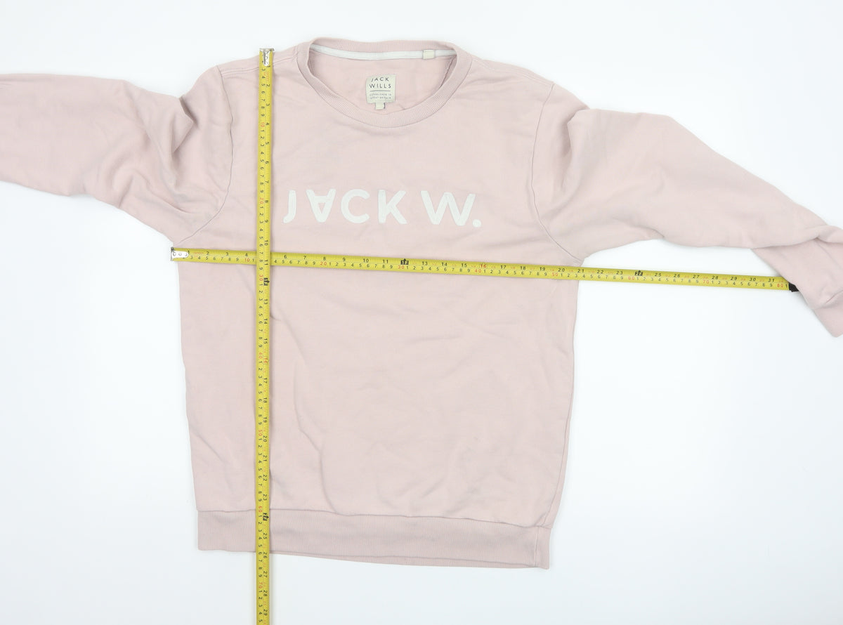 Jack Wills Men's Pink L Logo Graphic Print Crew Neck Pullover Sweatshirt