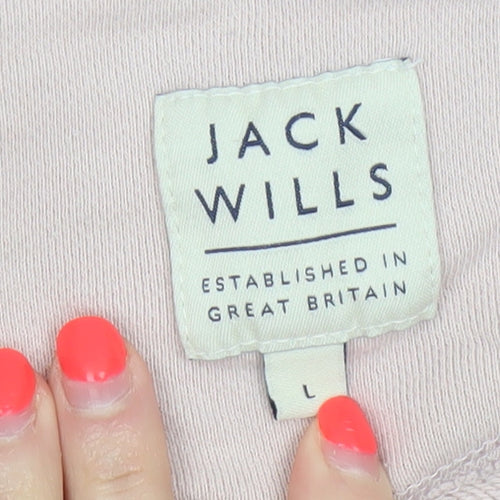 Jack Wills Men's Pink L Logo Graphic Print Crew Neck Pullover Sweatshirt