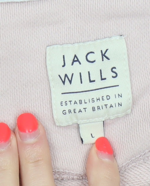 Jack Wills Men's Pink L Logo Graphic Print Crew Neck Pullover Sweatshirt