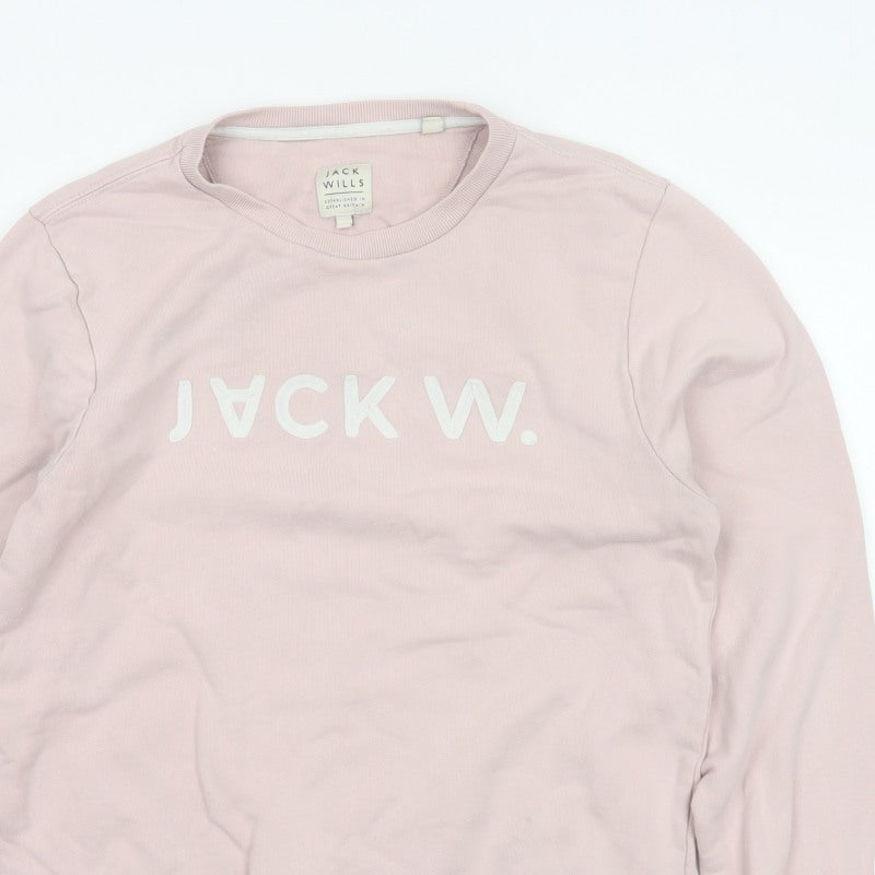 Jack Wills Men's Pink L Logo Graphic Print Crew Neck Pullover Sweatshirt