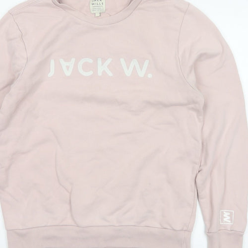 Jack Wills Men's Pink L Logo Graphic Print Crew Neck Pullover Sweatshirt