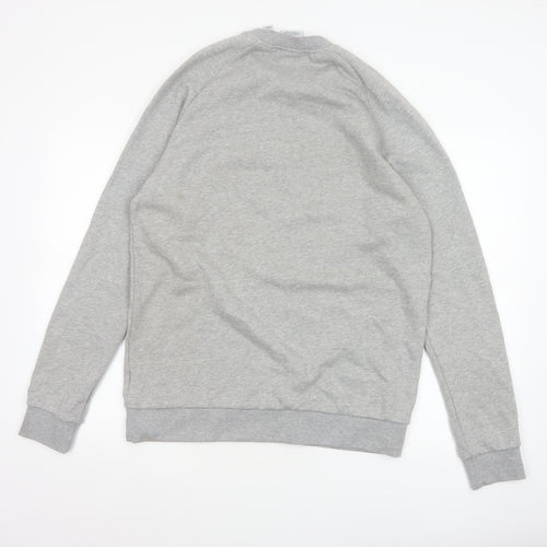 adidas Men Grey M Crew Neck Pullover Logo Graphic Sweatshirt