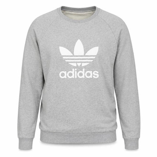 adidas Men Grey M Crew Neck Pullover Logo Graphic Sweatshirt