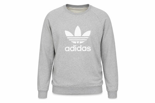adidas Men Grey M Crew Neck Pullover Logo Graphic Sweatshirt