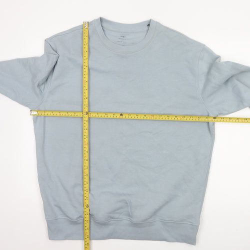 Marks and Spencer Men Blue L Relaxed Fit Crew Neck Pullover Sweatshirt
