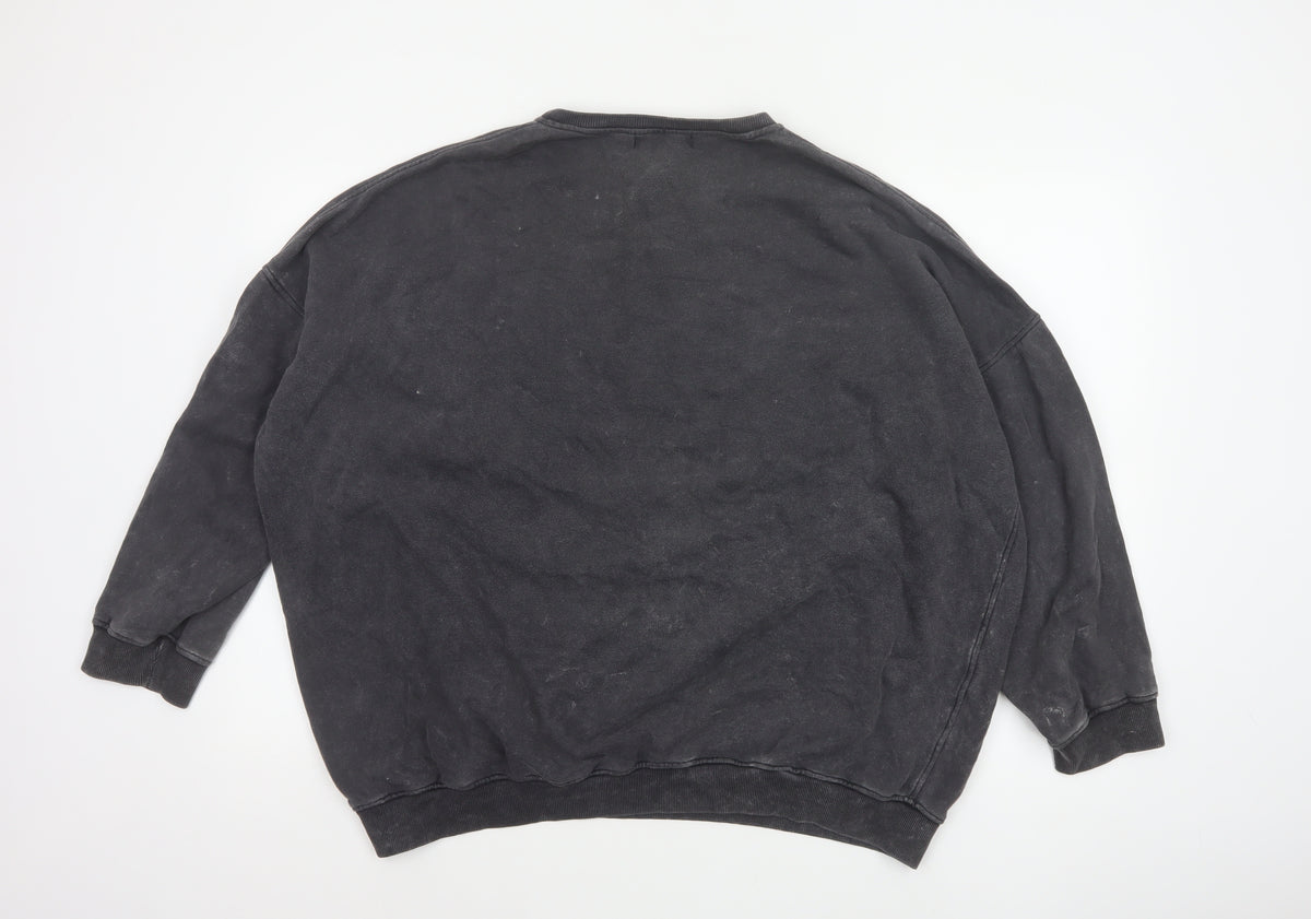 Brand and care label for Motel Women Black S Angel Graphic Oversized Pullover Sweatshirt