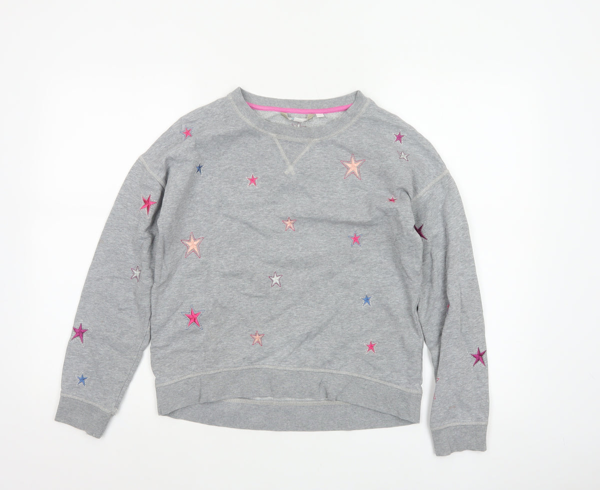 Boden Women’s Grey XS Star Embroidered Fleece Pullover Sweatshirt