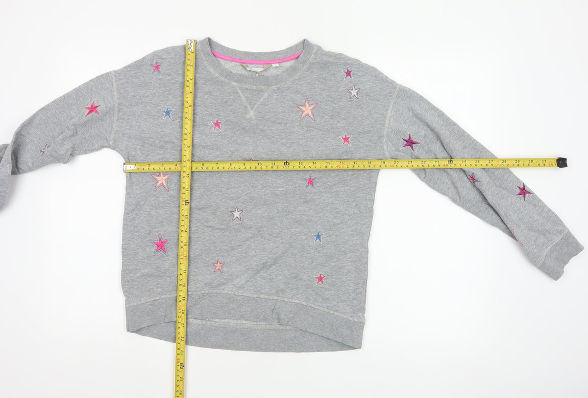 Boden Women’s Grey XS Star Embroidered Fleece Pullover Sweatshirt