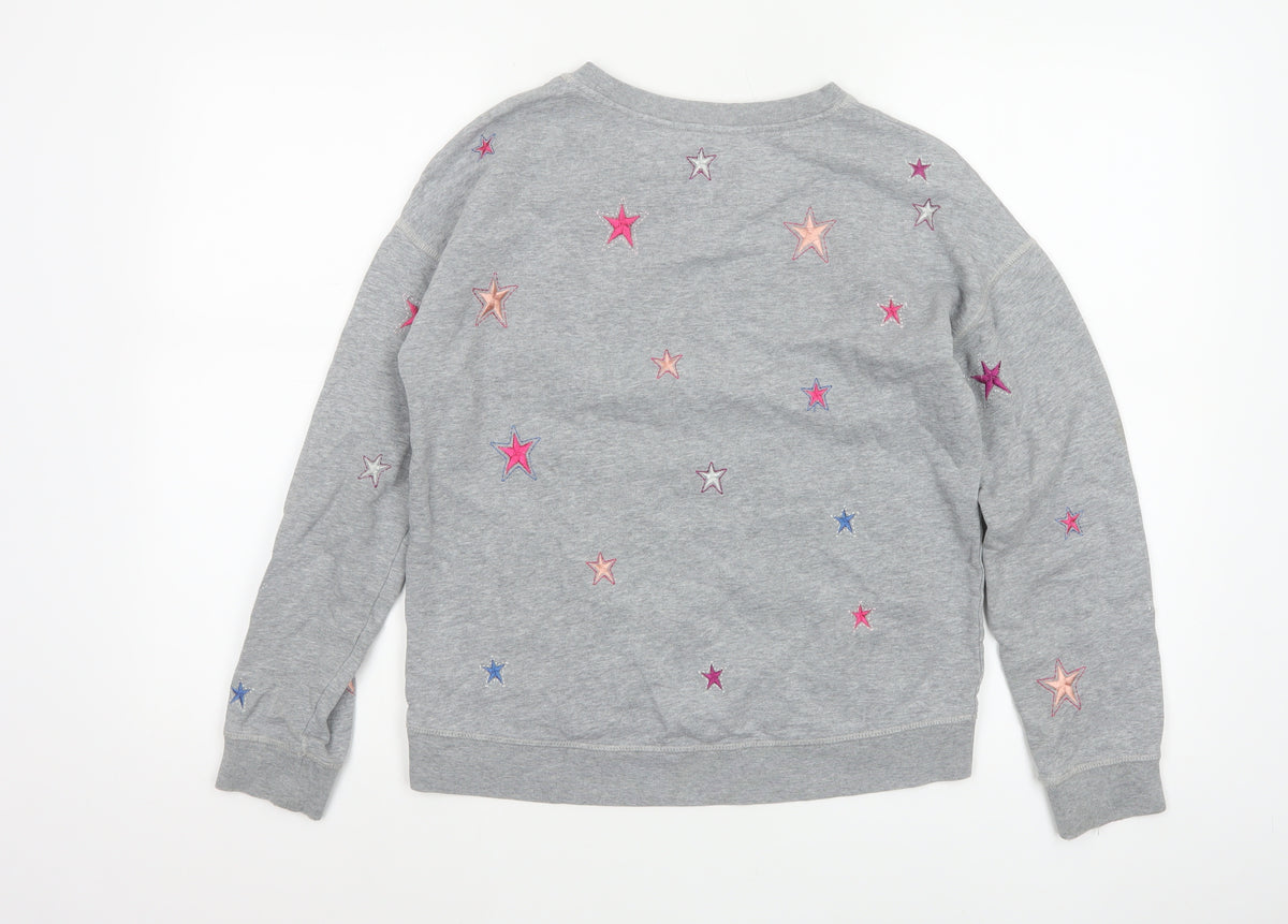 Boden Women’s Grey XS Star Embroidered Fleece Pullover Sweatshirt