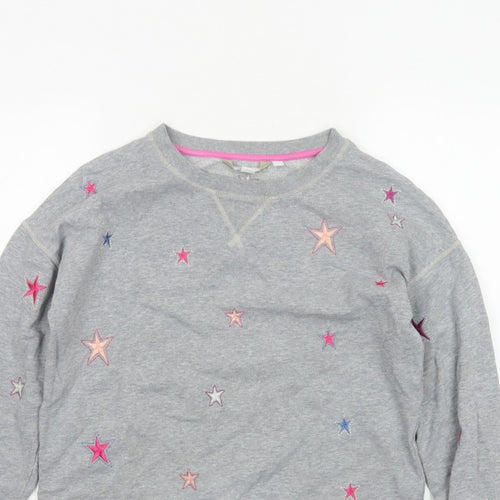 Boden Women’s Grey XS Star Embroidered Fleece Pullover Sweatshirt