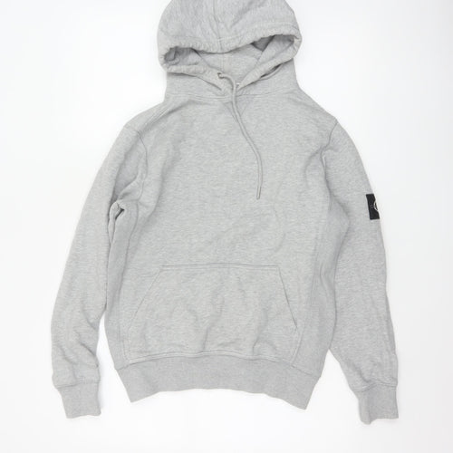 Calvin Klein Jeans Men Grey XS Pullover Hoodie Logo Pocket