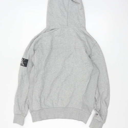 Calvin Klein Jeans Men Grey XS Pullover Hoodie Logo Pocket