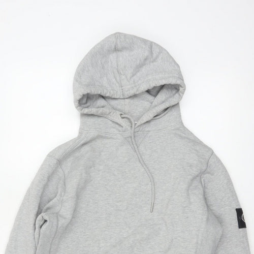 Calvin Klein Jeans Men Grey XS Pullover Hoodie Logo Pocket