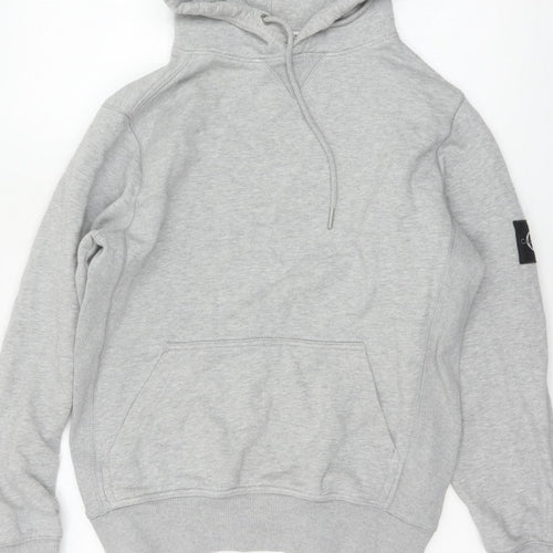 Calvin Klein Jeans Men Grey XS Pullover Hoodie Logo Pocket