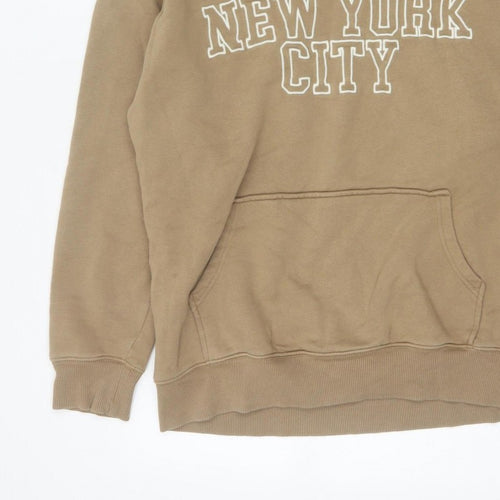 F&F Men’s Beige M New York City Graphic Pullover Hoodie Pockets