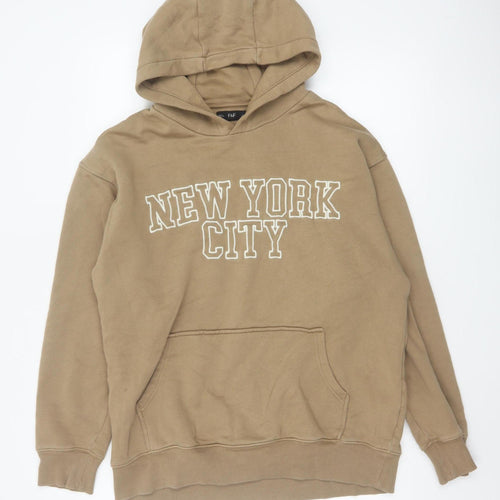 F&F Men’s Beige M New York City Graphic Pullover Hoodie Pockets