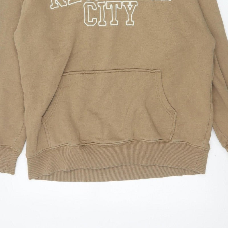 F&F Men’s Beige M New York City Graphic Pullover Hoodie Pockets