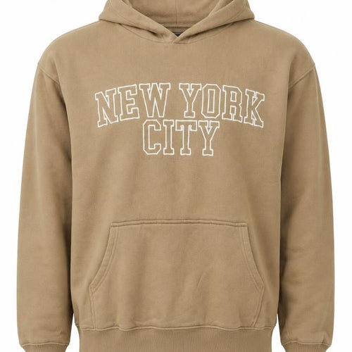 F&F Men’s Beige M New York City Graphic Pullover Hoodie Pockets