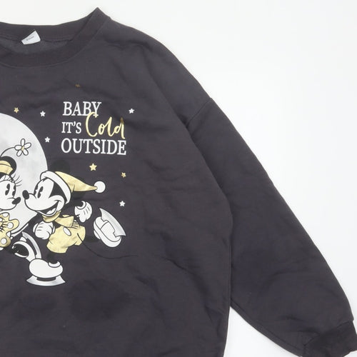 George Women's Black 2XL Mickey Minnie Christmas Pullover Sweatshirt