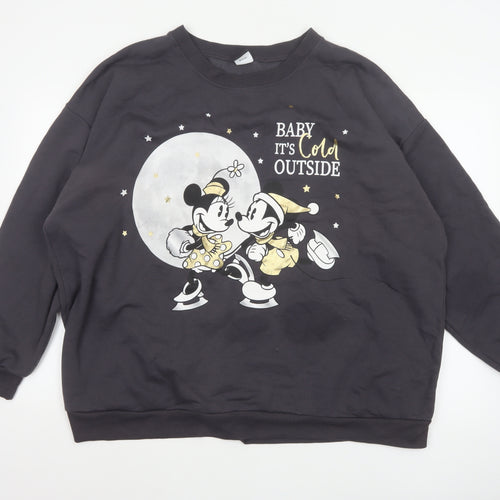 George Women's Black 2XL Mickey Minnie Christmas Pullover Sweatshirt
